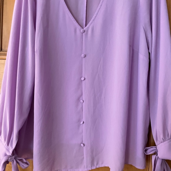 Eloquii Lilac Purple Sheer V-neck Blouse size 14 - Picture 3 of 8